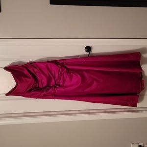 Davids Bridal F15142 Long Strapless Red Satin Dress with Side Ruching 16